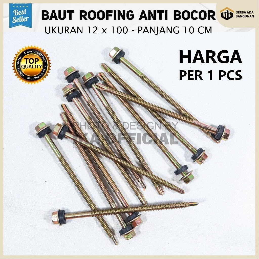 SAB 1 PCS / 1 Buah -  100mm Baut Sekrup Roofing / Baut Sekrup Baja Ringan Kuning 100 mm / 10cm *MURA