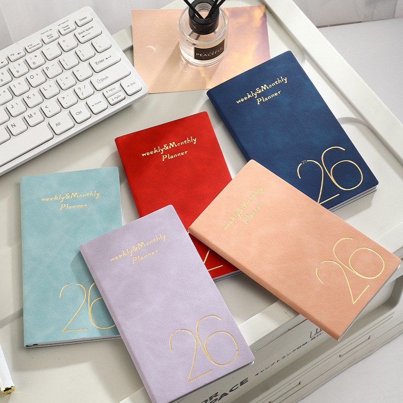 

2026 A6 Portable Planner With Bookmark, Index 64 Sheets 128 Pages -3.7 Inches / 6.77 Inches -365 Days Time Management