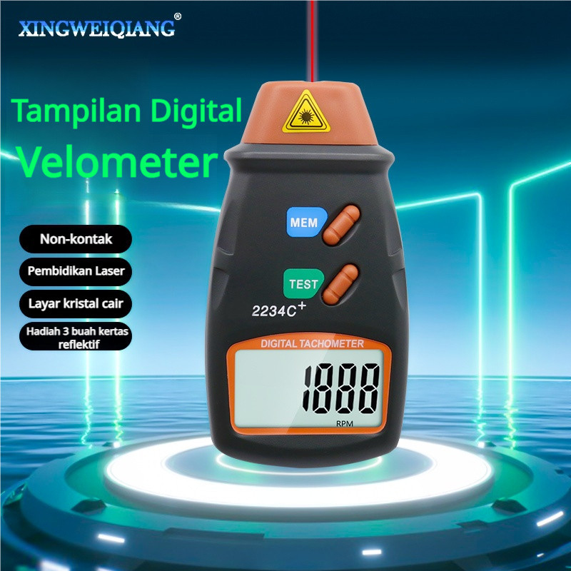 Tachometer Digital Laser LCD DT-2234C+ - Alat Pengukur Kecepatan RPM Laser Pointer & Data Logger, un