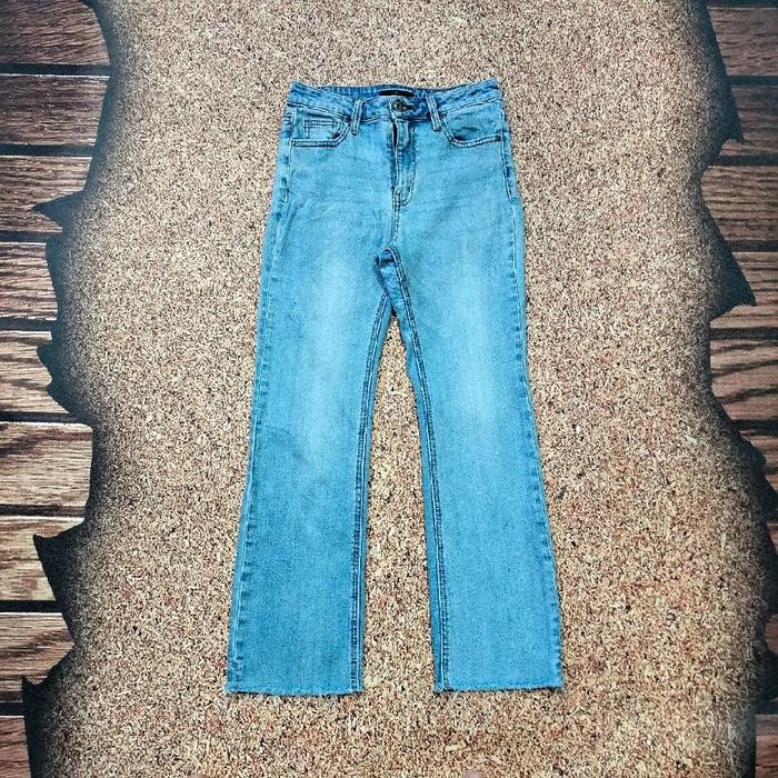 celana panjang jeans fading TOPTEN stretch blue washed denim bahan melar unfinished mirah bagus size