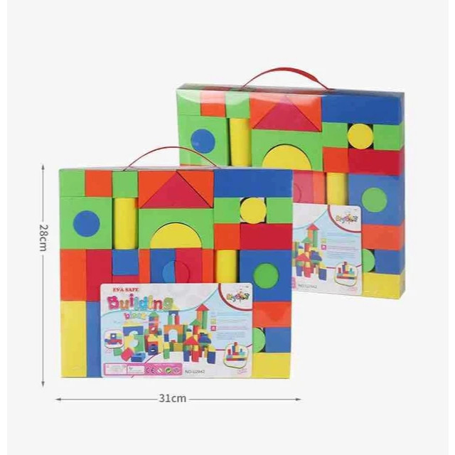 [hero] Mainan Edukasi Anak Susun Balok Puzzle Busa Eva Spons - Eva Sponges Save Building  Block