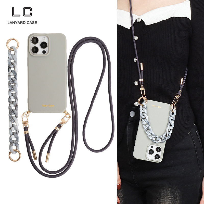 Crossbody Sling Case Tali for iPhone 15 14 Plus 13 12 mini 11 Pro Max XR 7 8 Plus gantungan hp Chain