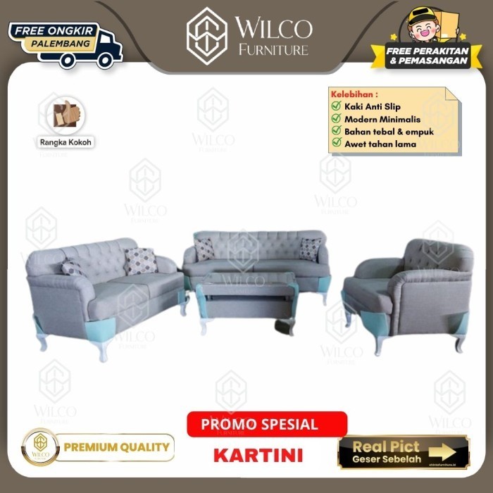 Sofa Tamu 221 Abu / Kursi Tamu Minimalis / Sofa Ruang Tamu Premium Palembang