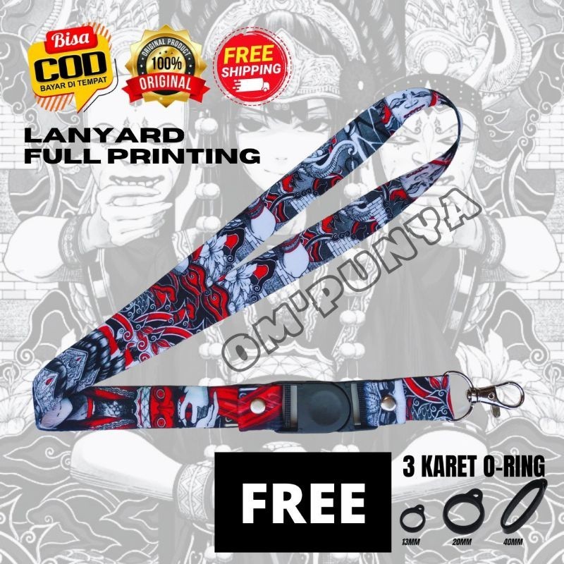 

Lanyard Gantungan Bonus 3 Karet Motif BARONG PUTRI Full Print Bolak Balik