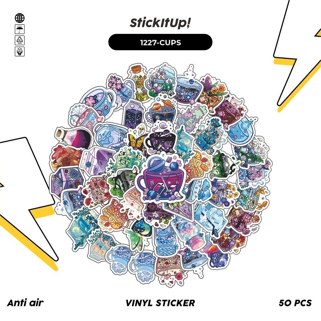 

COD✨ 100 Pcs Stiker Colorful Cups Anti Air Untuk Dekorasi Notebook Sepeda Skateboard Handphone DIY