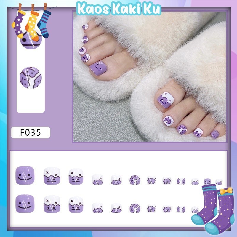 Kuku Palsu Kaki Dan Lem Toe Fake Nail Art 24pcs 847