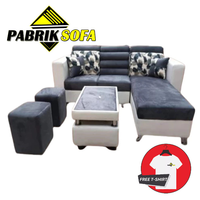 sofa L azalea 2 puff plus meja sofa minimalis elegan murah SEMARANG