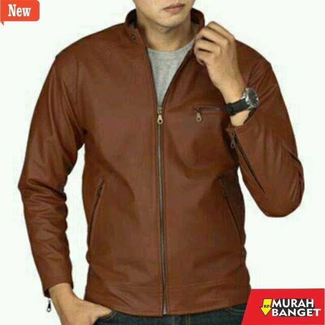 jaket kulit pria garut Jaket Kulit OSCAR Pria Jumbo / Jaket Motor Anti Air / Jaket Kulit Pria