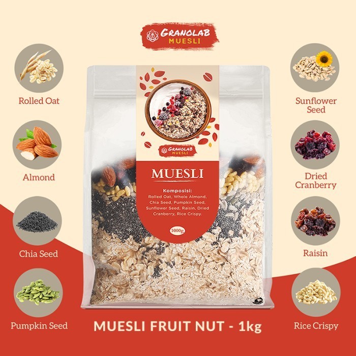 

HEMAT! Muesli Fruit and Seed 1 kg - Granolab Muesli
