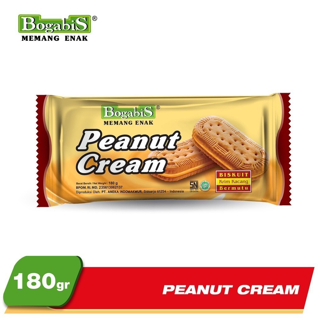 

Bogabis Peanut Cream 180 gr / Biskuit Bogabis dengan Krim Kacang 180g