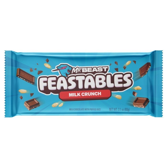 

Mr Beast Feastables Milk Crunch NEW VERSION! 2.1oz Import Versi Baru