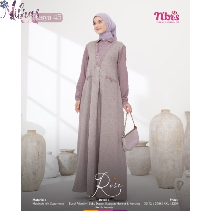 Nibrasstorebdg Nibras Gamis Resya 45 /Gamis Nibras Terbaru/Gamis Nibras Resya aj Original