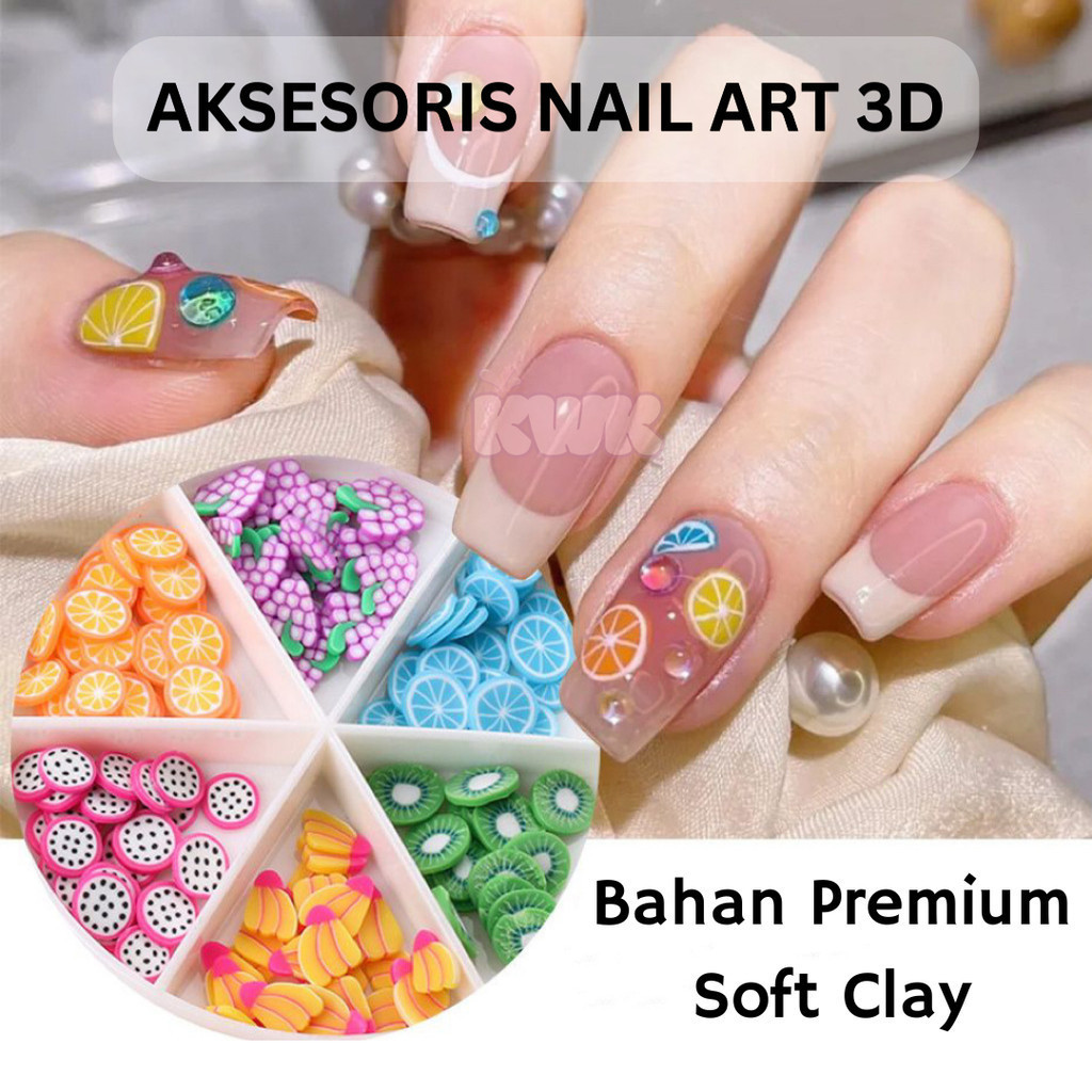Hiasan Kuku Fruit 3D Premium Soft Clay/Nail art accessories fruit soft clay nail decorations/Aksesor