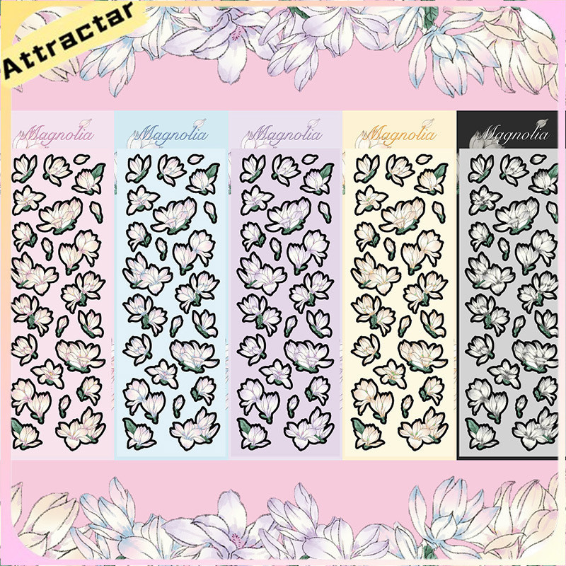 

Stiker Magnolia Ins Laser Hand Ledger Sticker DIY Stiker Dekoratif Stiker Bunga
