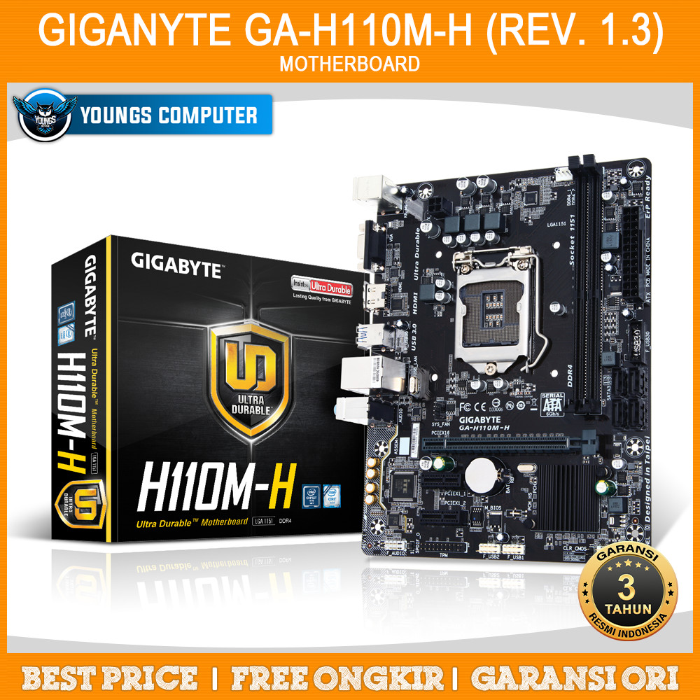 Mainboard GIGABYTE H110M-H DDR4 REV1.3 Intel H110 LGA 1151 mATX GA-H110M-H Motherboard