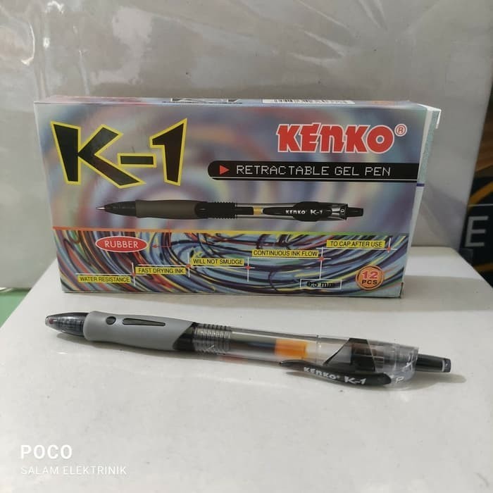 

Pulpen Gel Kenko K1 hitam biru 1 box 12 pcs