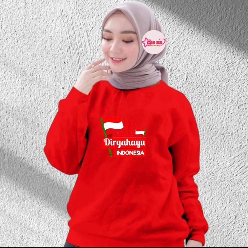 Baju Hari Merdeka Wanita 17Agustus lengan panjang/kaos 17Agustus 2024 dewasa/baju atasan hari merdek