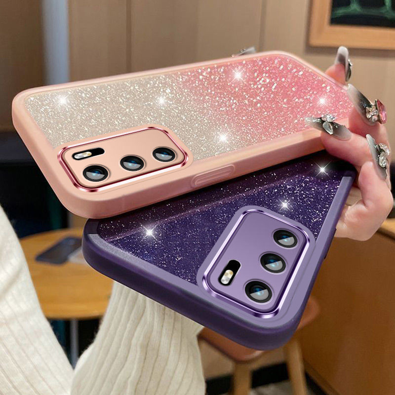 For OPPO A16 A16e A16k A15s A15 A5 Pro Case Casing Luxury Gradient Glitter Cute Bling Full Camera Le