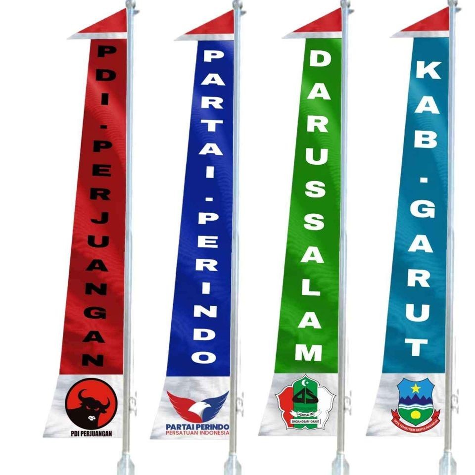 BENDERA UMBUL UMBUL COSTUM BISA DESAIN TULISAN & LOGO PANJANG 3 METER