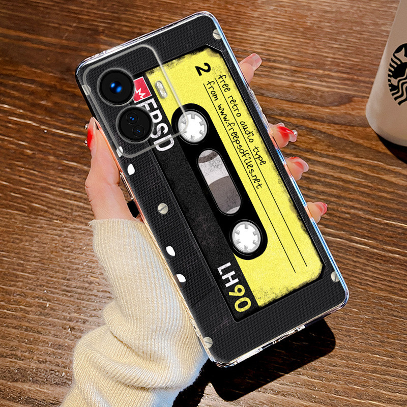 Casing telepon kaset retro untuk VIVO Y100 Y27 Y78+ Y78 Y73 Y70 Y55 Y51 Y36i Y36 Y35 Y32 Y31 Y16 Y11