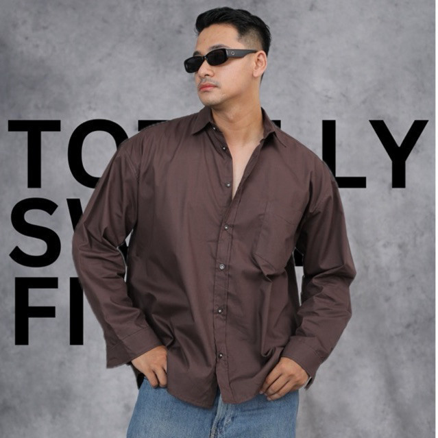 Kemeja Polos Oversized Brown (Plain Oversized Shirt Brown)