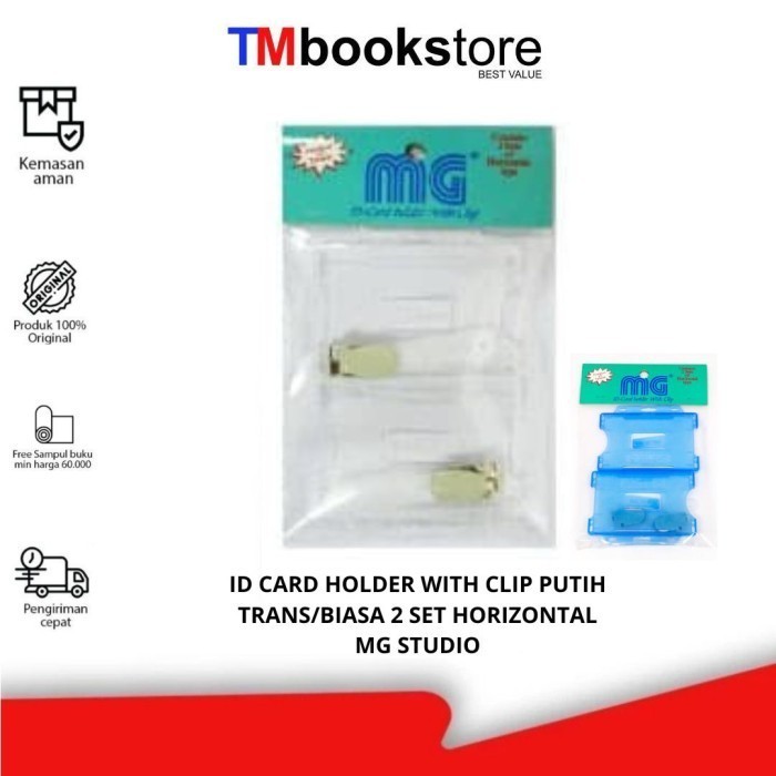 

ID CARD HOLDER WITH CLIP PUTIH TRANS/BIASA 2 SET HORIZONTAL MG STUDIO