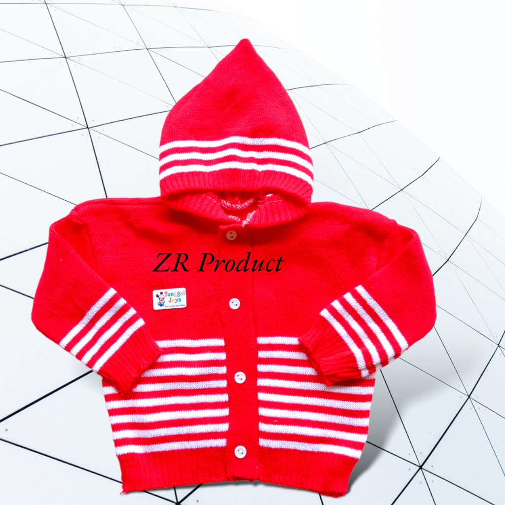 Jaket Rajut Bayi 0-6 Bulan Motif Salur