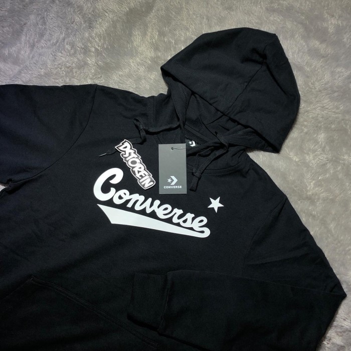 New Converse Hoodie Nova Mens Original - Hitam, M