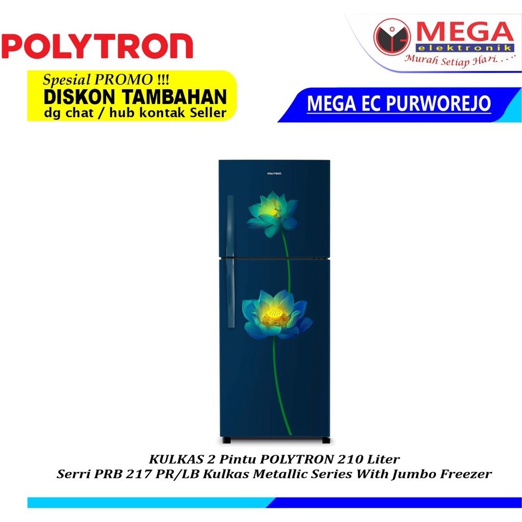 LEMARI ES POLYTRON PRB-217 / PRB 217 / PRB217 KULKAS 2 PINTU MURAH