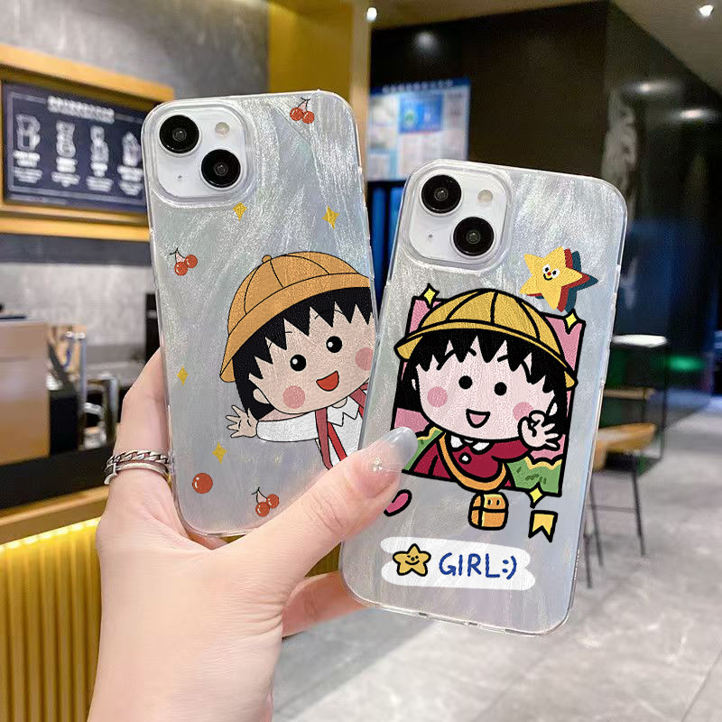 Kerudung Bulu Lucu Kartun Bunga Sakura Case hp iPhone 11 PRO MAX XS XR 12 13 14 15 PLUS