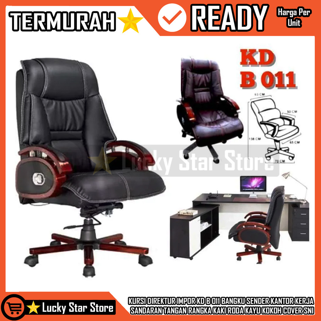 Kursi Direktur Impor KD B 011 Bangku Sender Kantor Kerja Reclining Sandaran Tangan Rangka Kaki Roda 