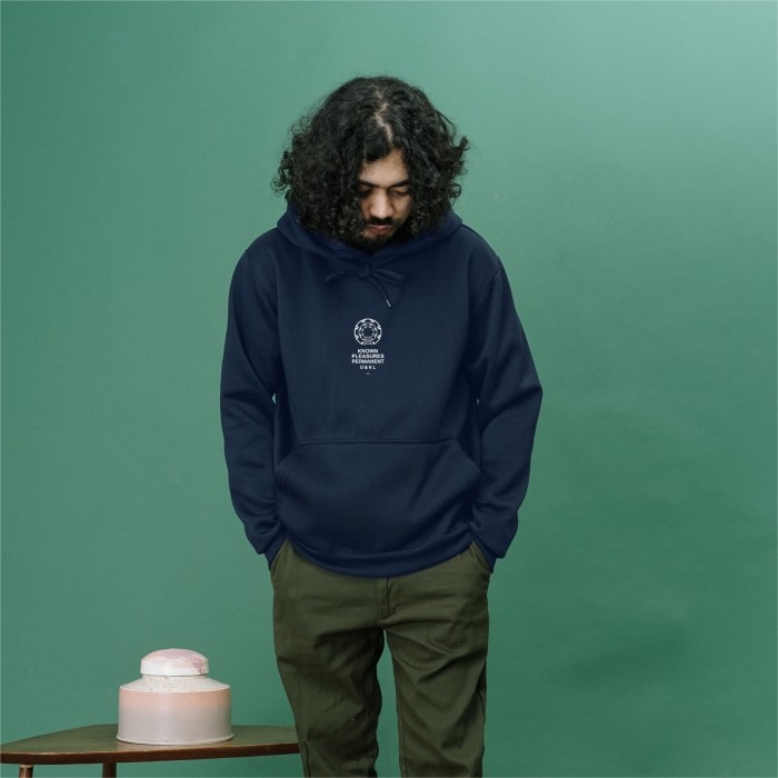 UNKL347 Jacket Hoodie Navy Model Simpel Bahan Fleece COOB