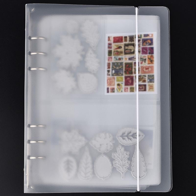 

A5 6-Hole Strap Storage Clip Folders Scrapbook Cutting Die Storage Organizing Sticker Storage Transparent Bag Book Booklet
