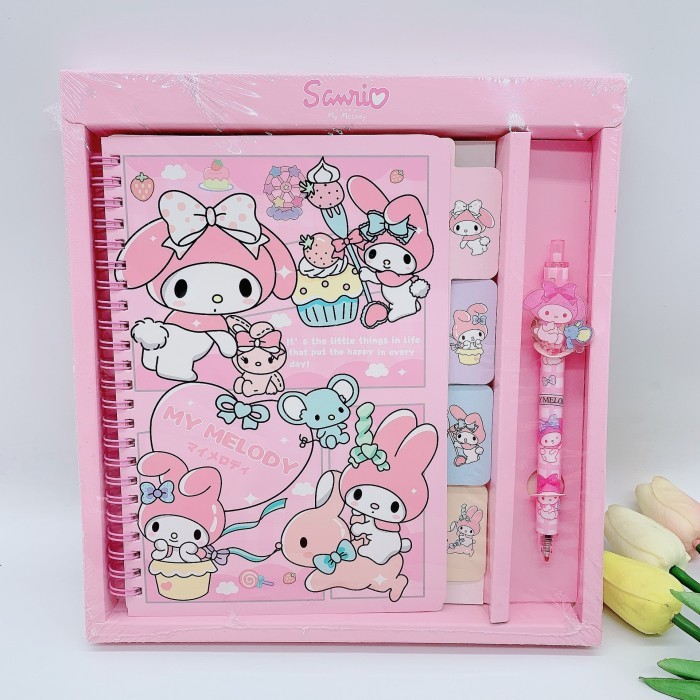 

Buku pen set sanrio ATK019 notebook stationary alat tulis karakter kuromi melody cinnamoroll - melody