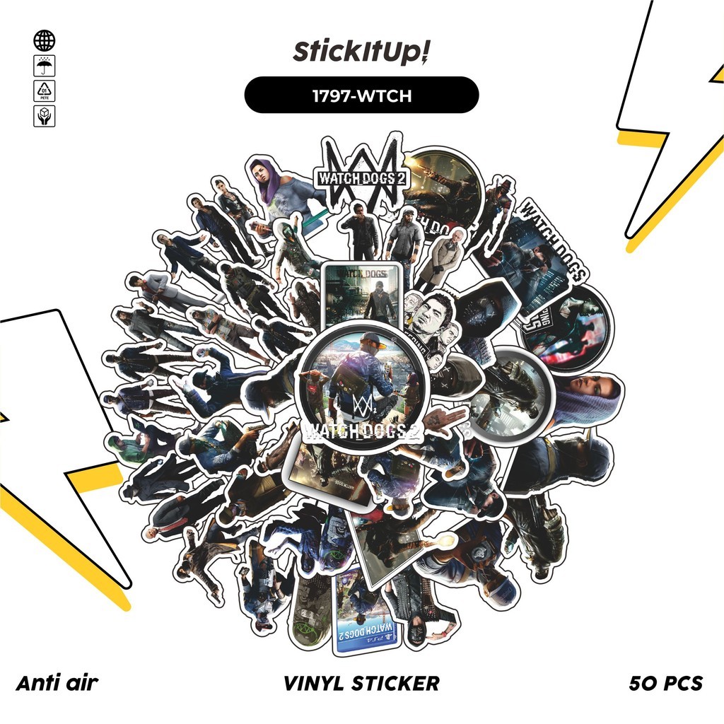 

COD✨ 50 Pcs Stiker WATCH DOG Lucu Anti Air Untuk Dekorasi Notebook Sepeda Skateboard Handphone DIY