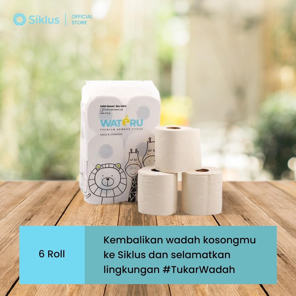 Wateru Premium Bamboo Tissue / Tisu Bambu - Toilet 6 Roll