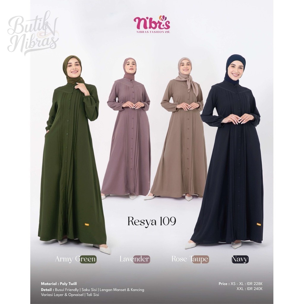Resya 109 Fashion Gamis Muslimah Wanita Polos Dress Jumbo  by Nibras