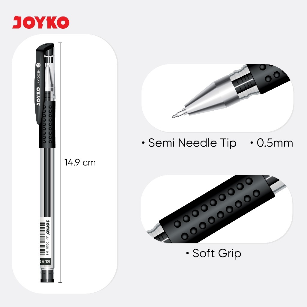 

Joyko Pulpen Jel JK-100SN 1 Pak / Bolpen Pena Ballpoint Gel