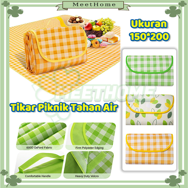Tikar Kain Piknik Motif Kotak Kotak/Tikar Lipat Anti Air Alas Camping/Tikar Lipat Piknik waterproof 