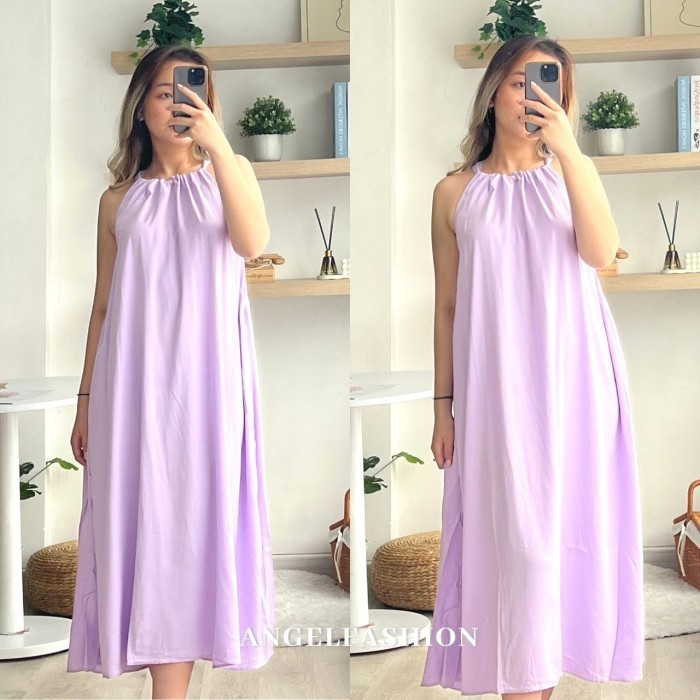 Sleeveless Dress Wanita Dress Pantai Backless Casual Summer Dress - LILAC