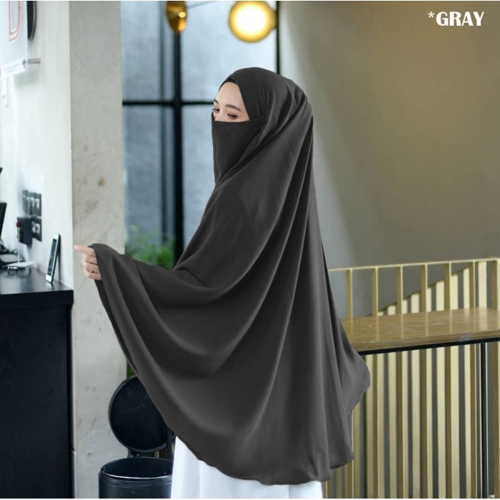 ✨BISA COD✨ - Jilbab Hijab Kerudung Instan French Khimar Cadar Madinah Syari Jumbo - Hijau Army