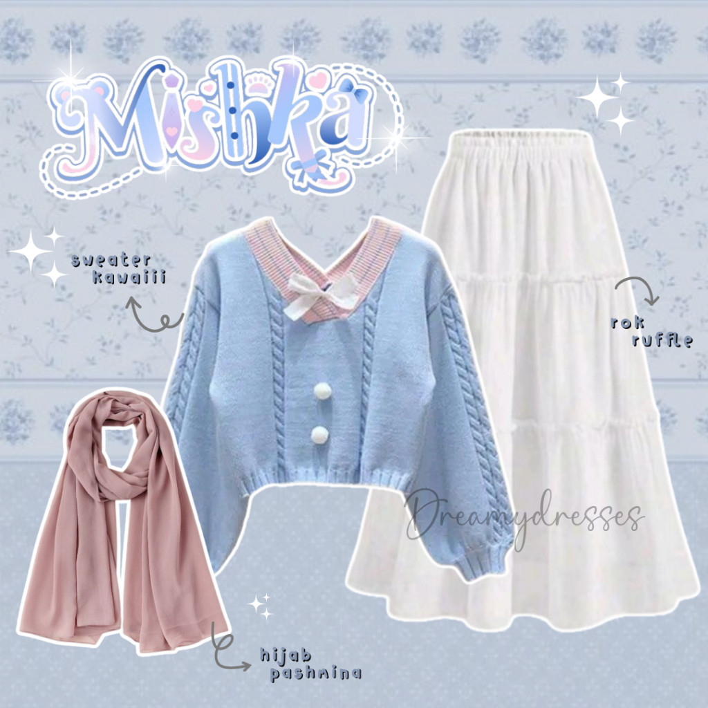 3in1 Set 136B - Setelan Wanita Hijab OOTD Kekinian terbaru Outfit Lebaran OOTD Hijab Korean Style Sw