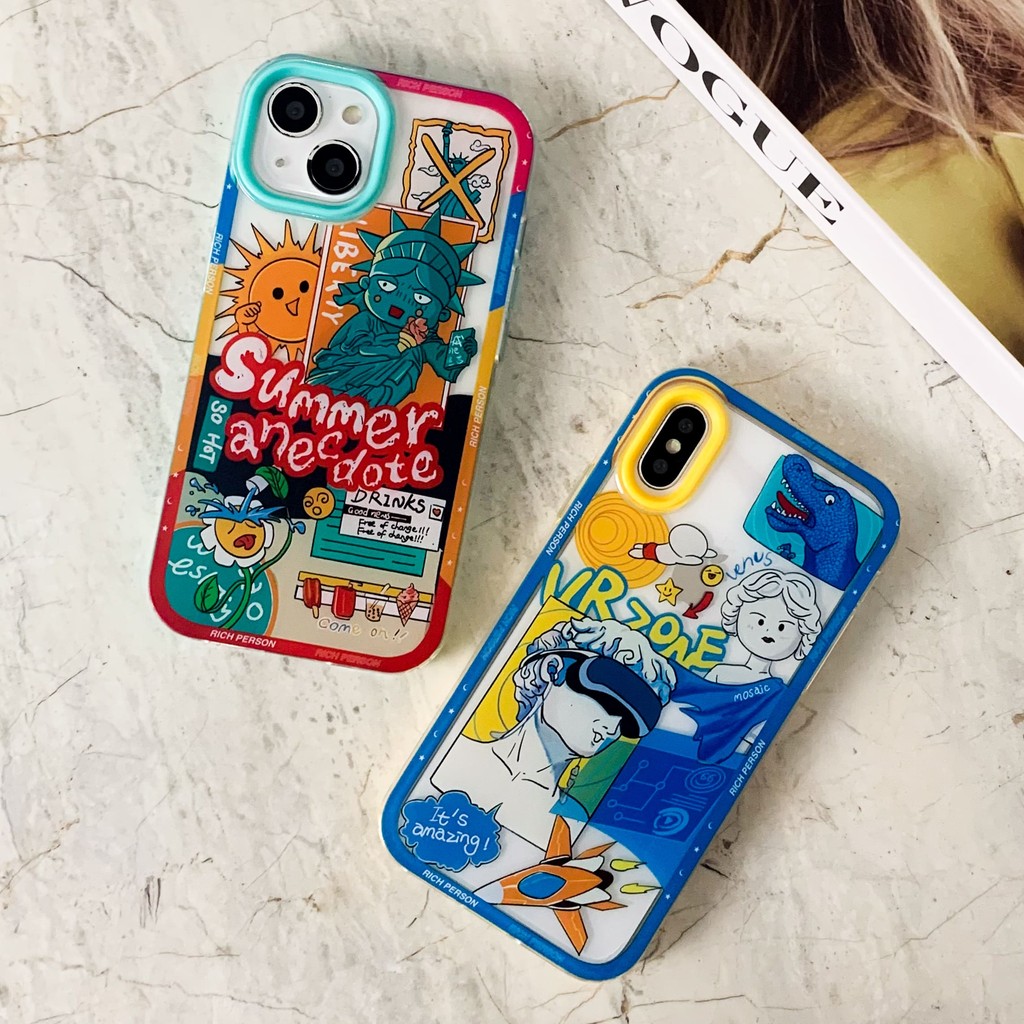 3IN1 Bumper Case Soft Case Motif VR Zone Yellow Summer Anecdot Tosca iPhone Case  - Case iPhone 7 8 