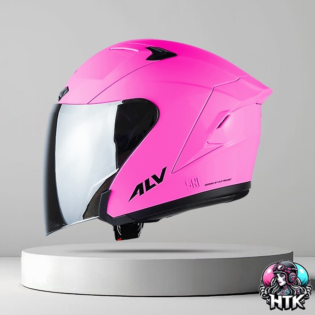 ALV ULTRON PINK Helm Half Face Visor Bening/Silver Standart SNI | Helm Untuk Pria dan Wanita Dewasa