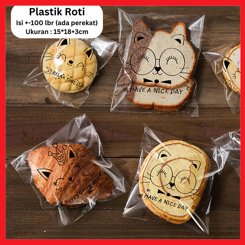 Isi 100Pcs Plastik Roti Bakpao Donat Kue Opp Kemasan Plastik Ukuran 15x18+3 cm
