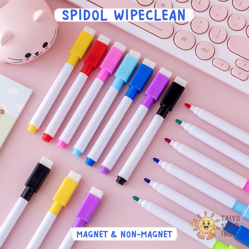 

TAIYO Spidol Wipeclean Magnet + Penghapus Warna Warni Whiteboard Alat Papan Tulis Gambar [AT]