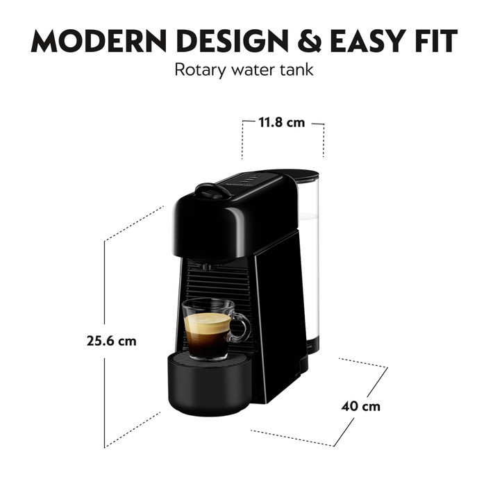 NESPRESSO Essenza Plus Coffee Machine Black, with Aeroccino3 Black