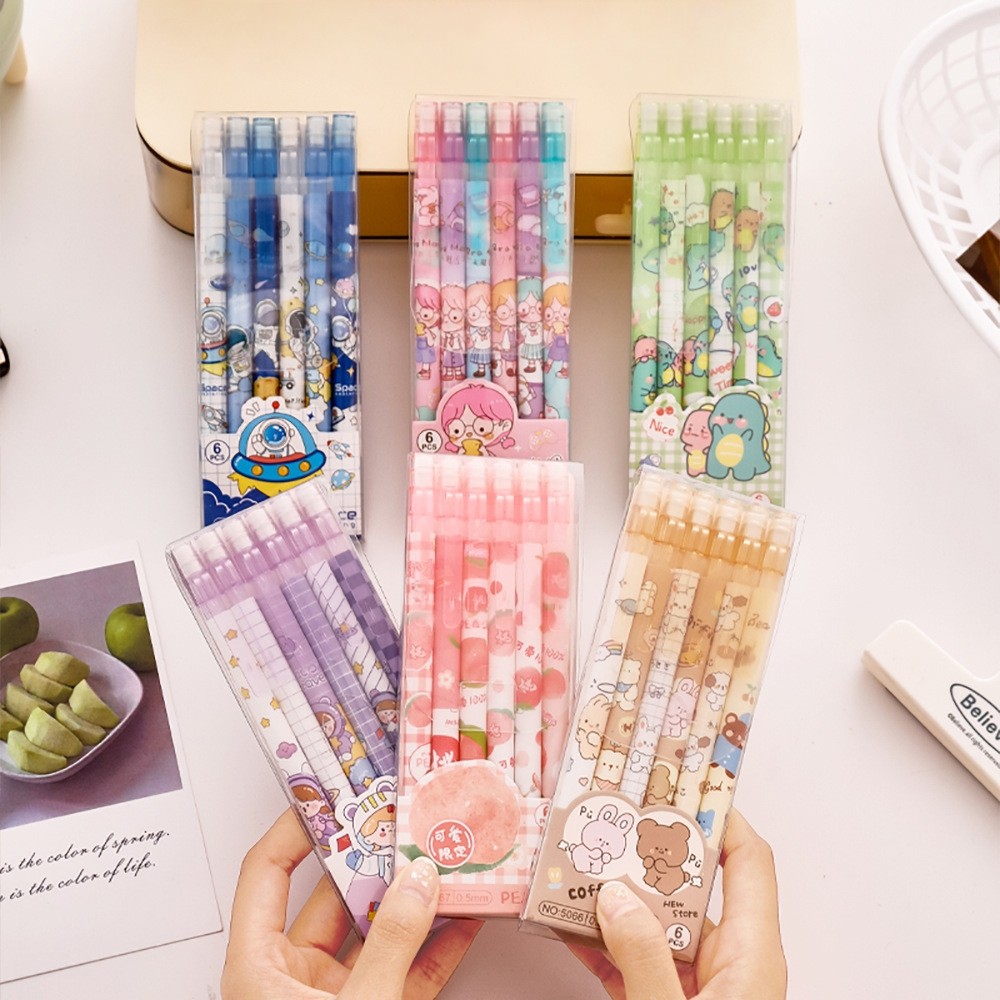 

1 SET 6PCS PENSIL MEKANIK 0.5 MM MOTIF PEACH DAN KARTUN LUCU IMUT LG