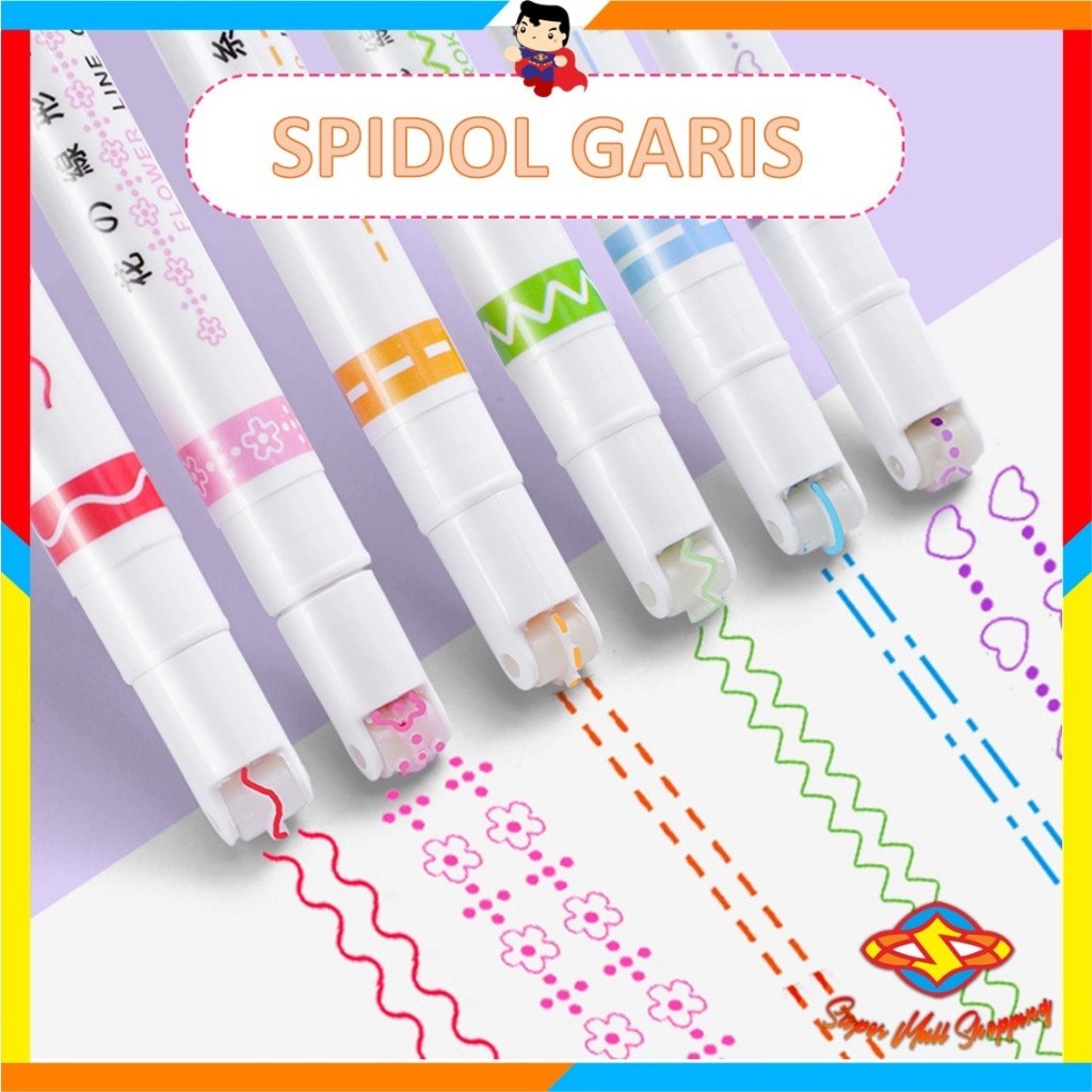 

SMS Spidol Garis Aesthetic Warna Warni Spidol Garis Motif Lucu 1 Set 6 Pcs pulpen roller pen Higlighter Random Spidol Garis Line Marker Alat Tulis Kantor