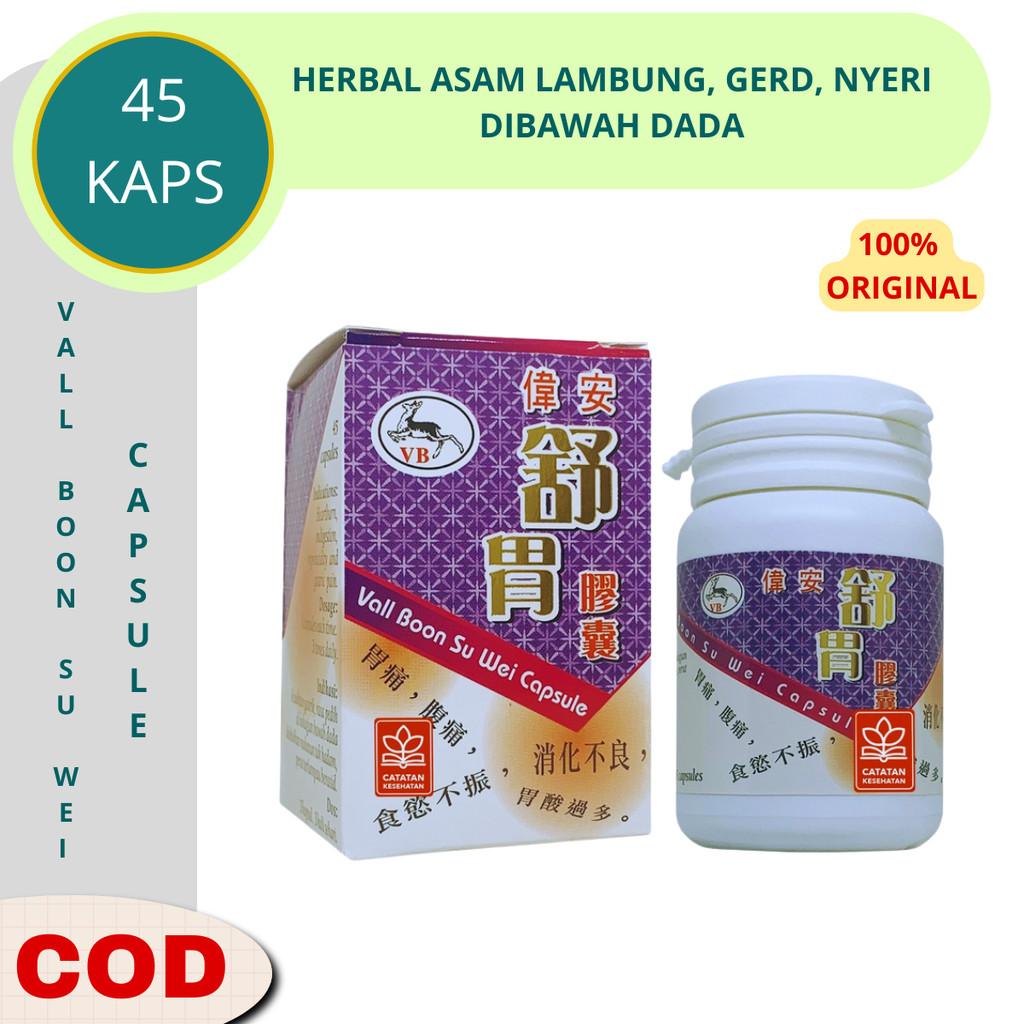Vall Boon Su Wei Capsule - Obat Gerd Sakit Asam Lambung - Herbal 45 Kapsul